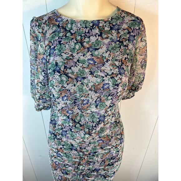 ASTR the Label Floral Puff Sleeve Ruched High-Low Dress in Size L - Picture 3 of 6
